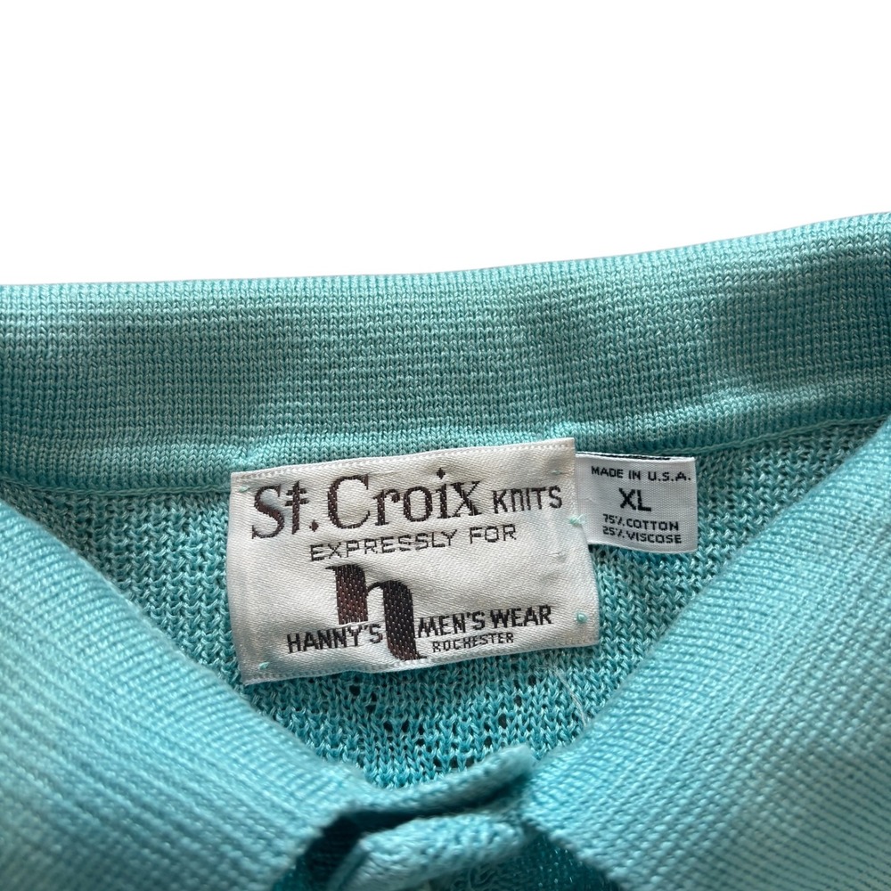 St Croix Knits Men's Teal Textured Knit‎ Polo Shirt Size XL Made in USA - Picture 4 of 8
